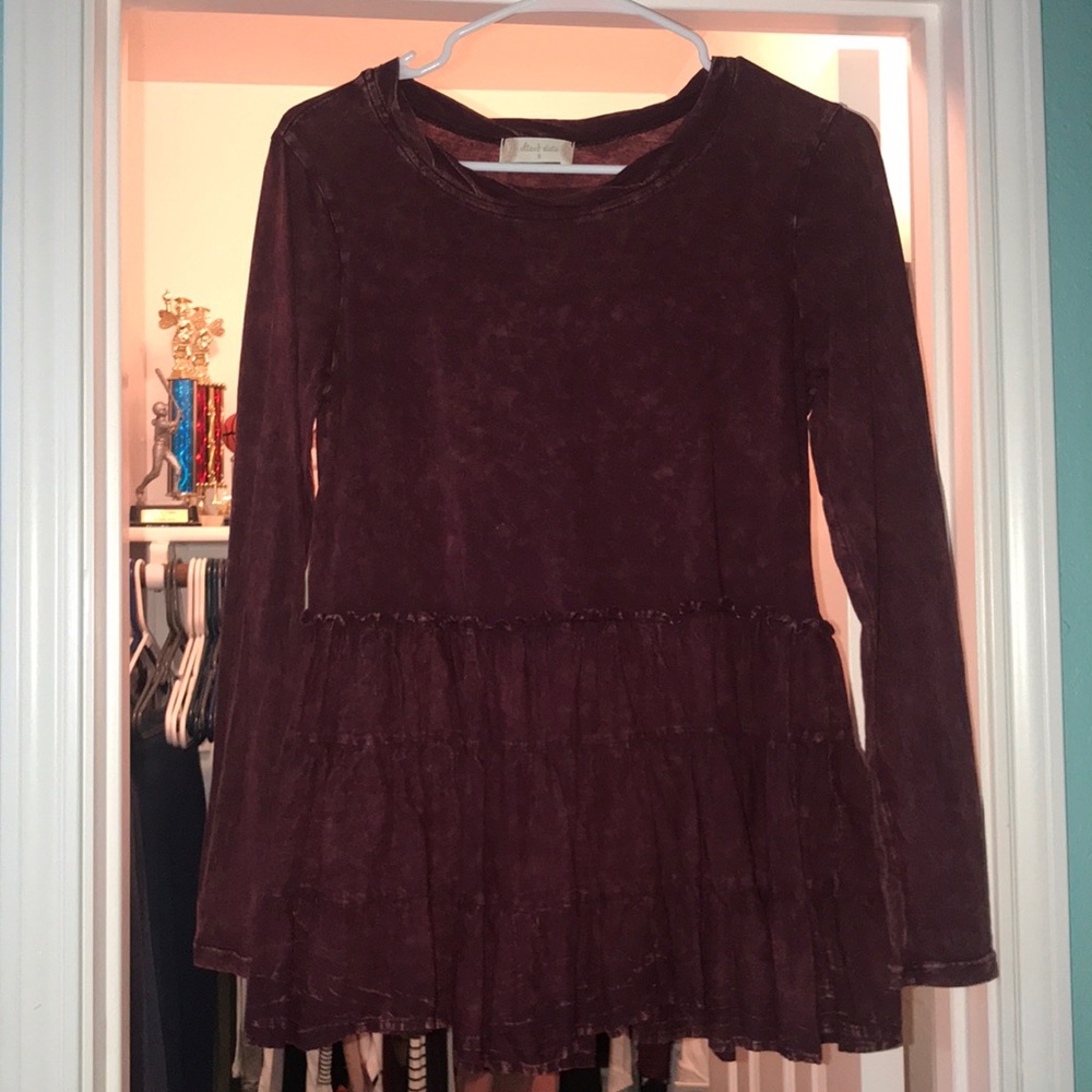 long sleeve shirt, maroon